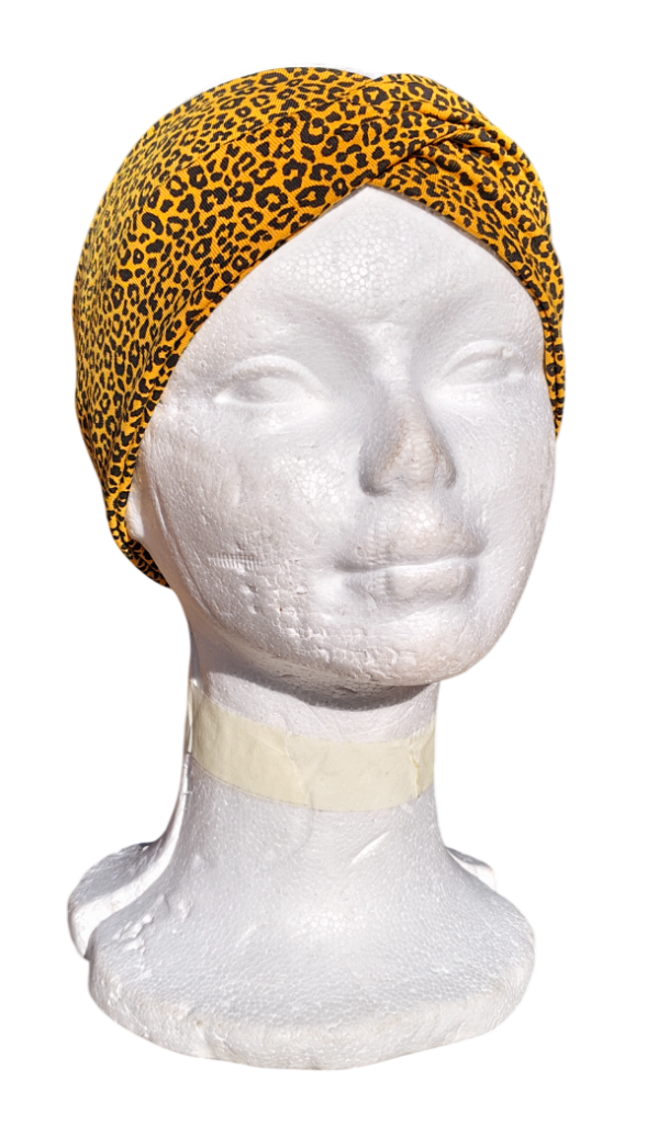 Diadema turbante leopardo mostaza