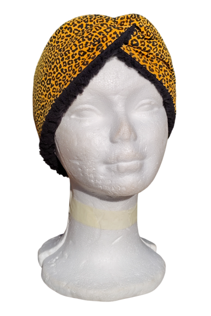 Diadema de invierno leopardo mostaza