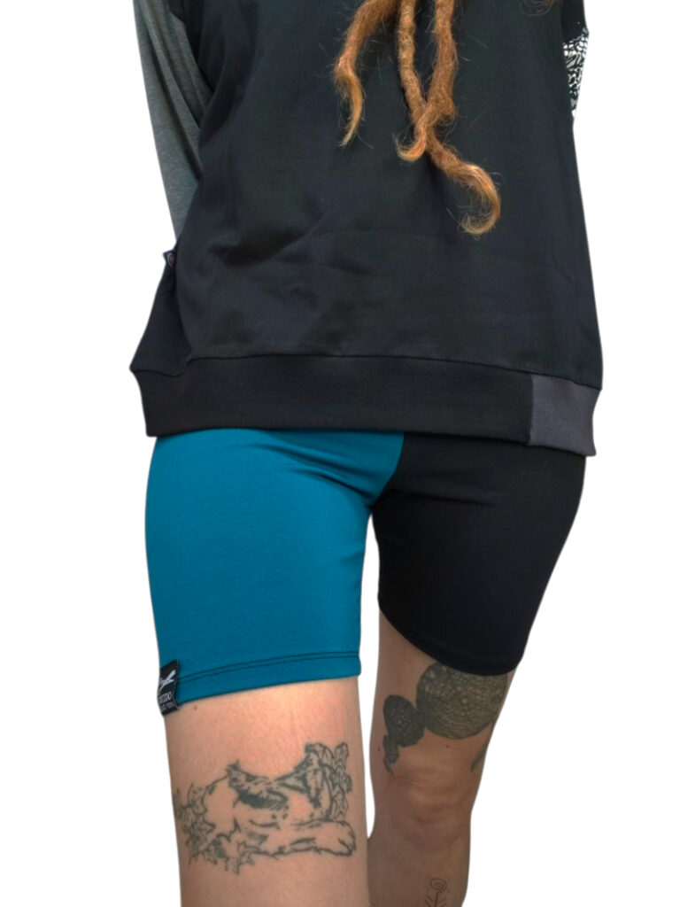 leggins cortos bicolor azul petroleo