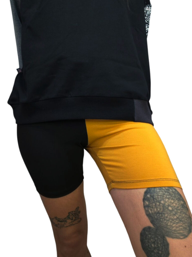 leggins cortos bicolor mostaza