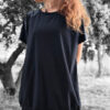 camiseta larga de algodón leopardo negro
