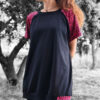 camiseta larga de algodón leopardo rosa