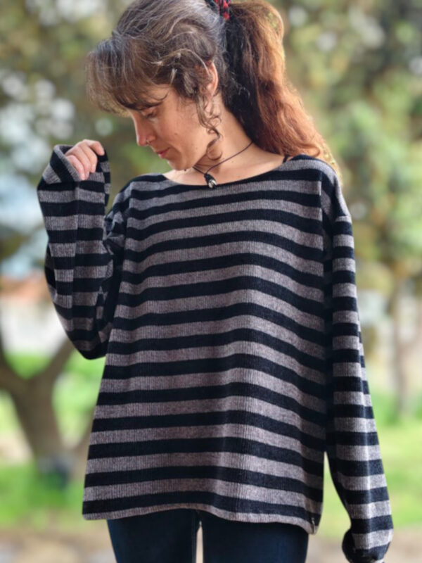 camiseta chenilla rayas gris