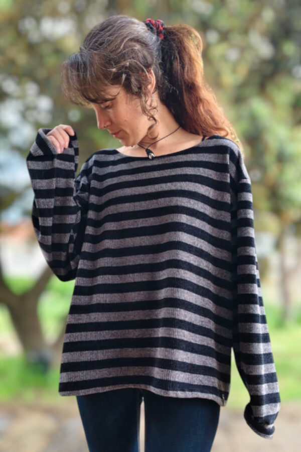 camiseta chenilla rayas gris
