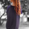 camiseta larga de algodón rayas moradas