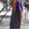 camiseta larga de algodón rayas moradas2