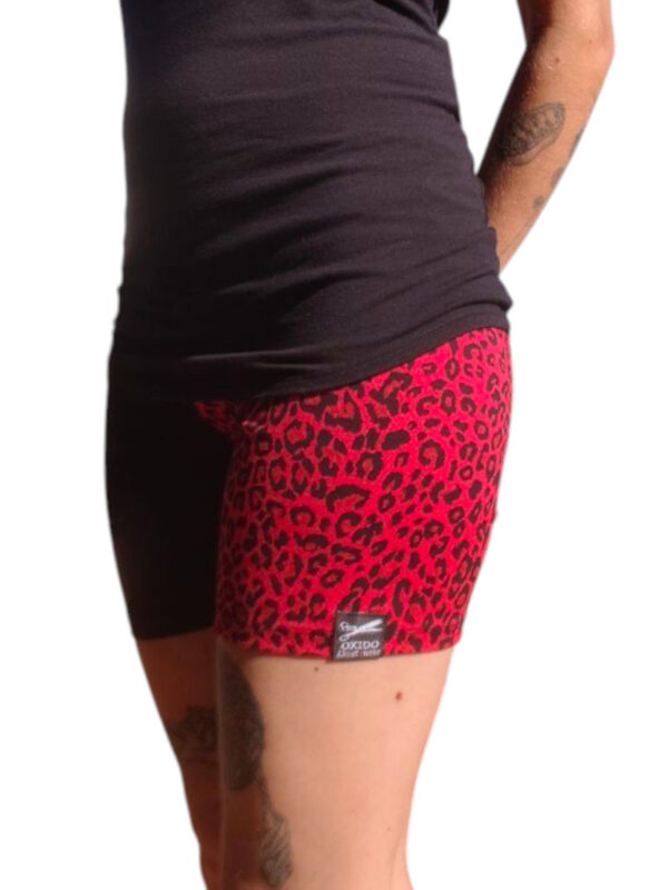 leggins cortos bicolor leopardo rojo