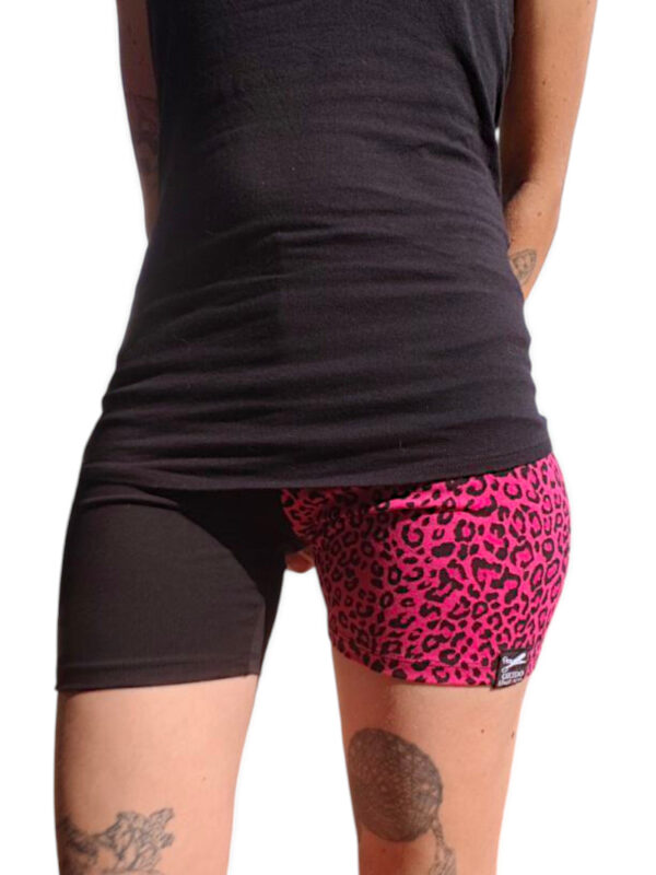 leggins cortos bicolor leopardo rosa
