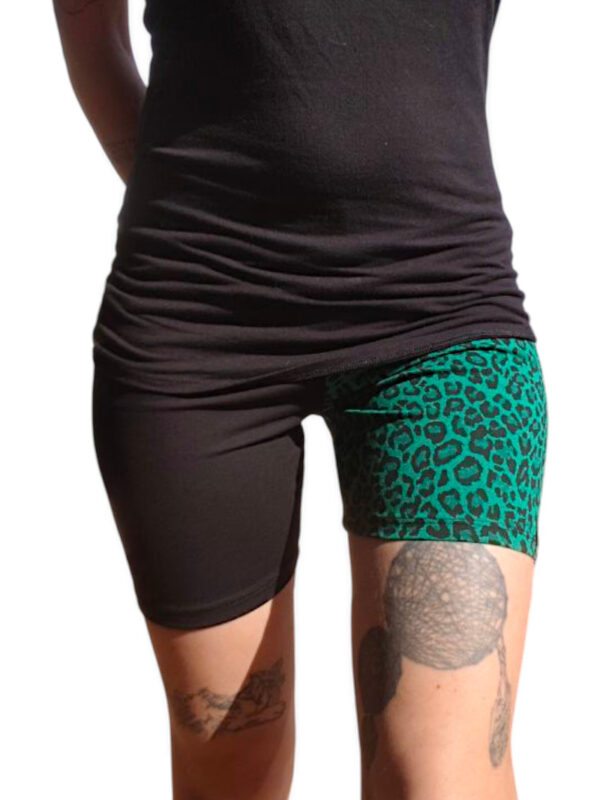 leggins cortos bicolor leopardo verde