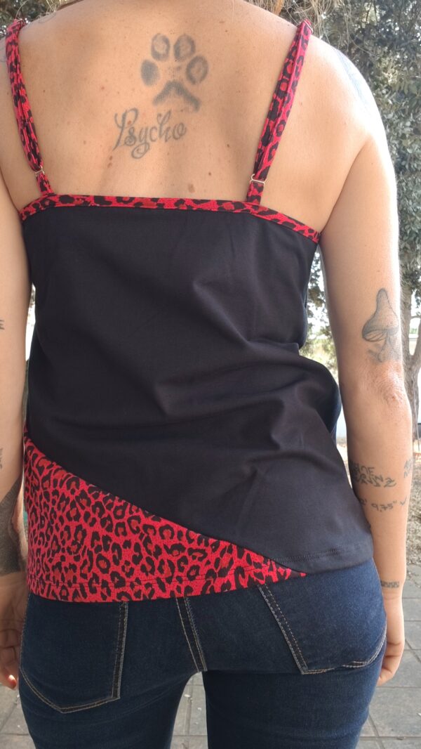 Camiseta de tirantes estampada leopardo rojo