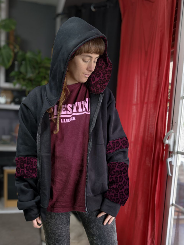 Sudadera con cremallera leo burdeos