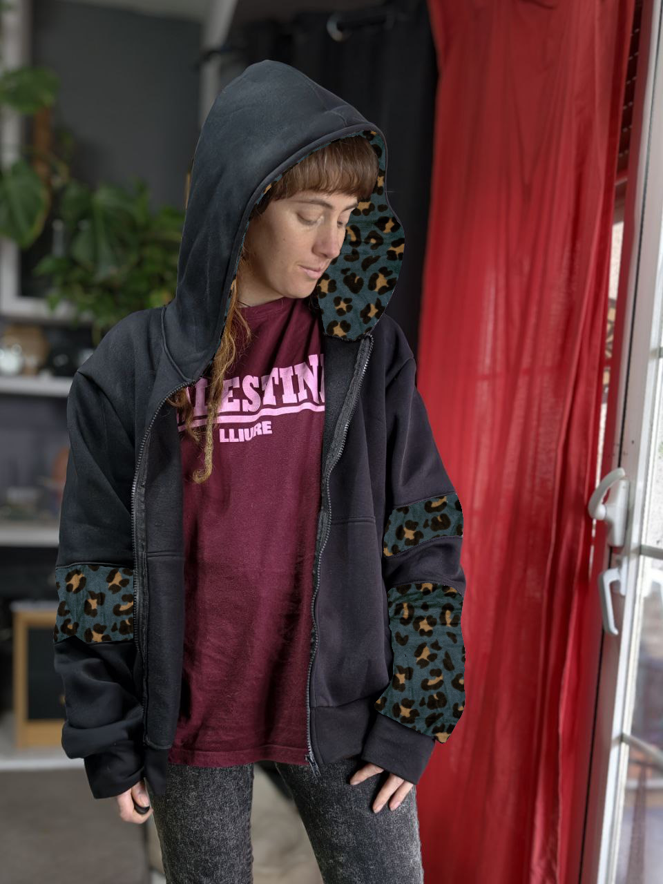 Zip leo velour petroleo