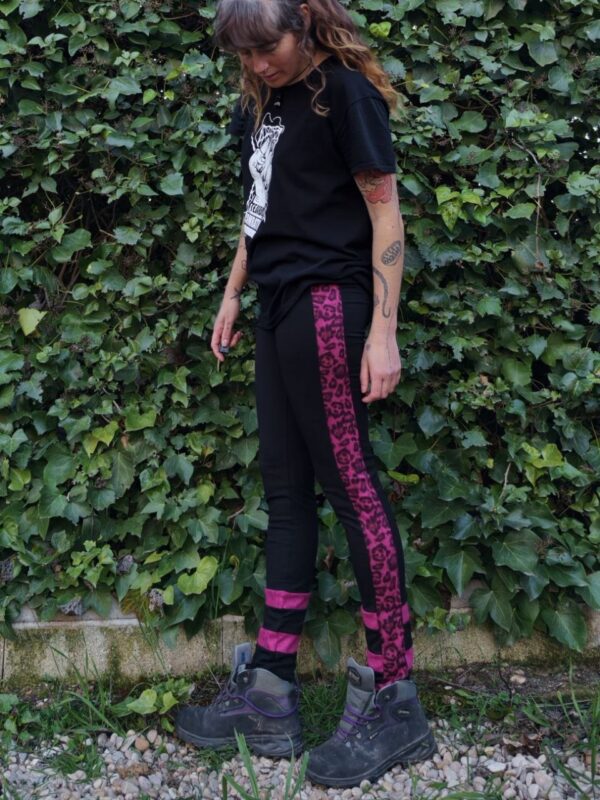 Leggins raya lateral leopardo rosa